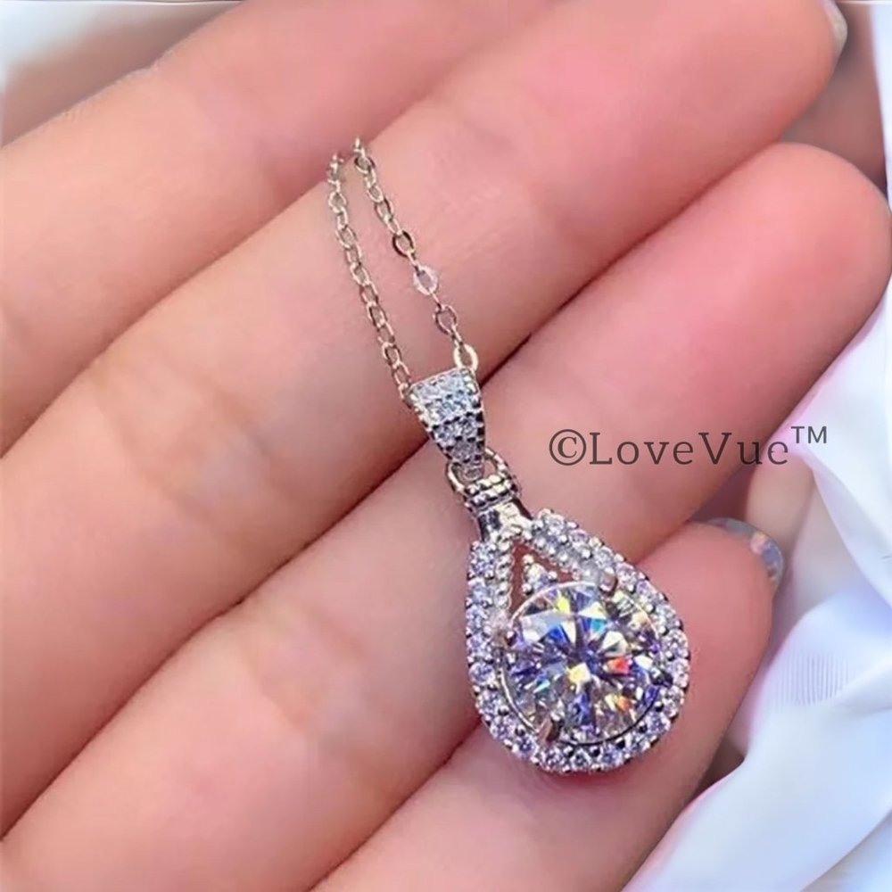 Certified 5ct. t.w. Diamond Halo Teardrop Necklace